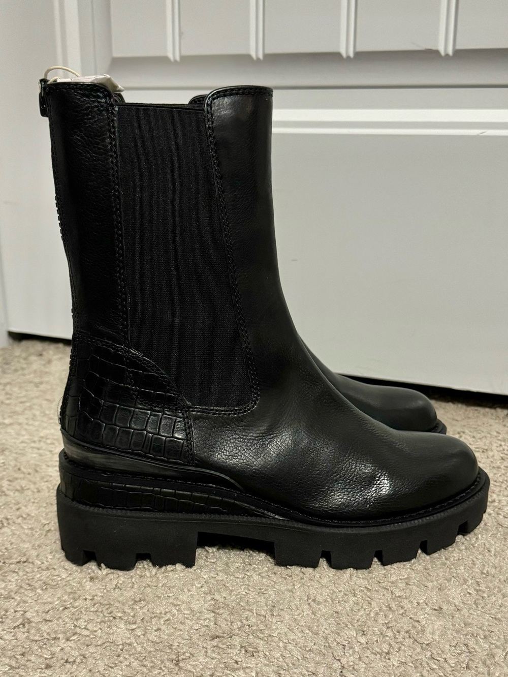 Great Sam Edelman size 7 black leather water repellent Genia boots new
